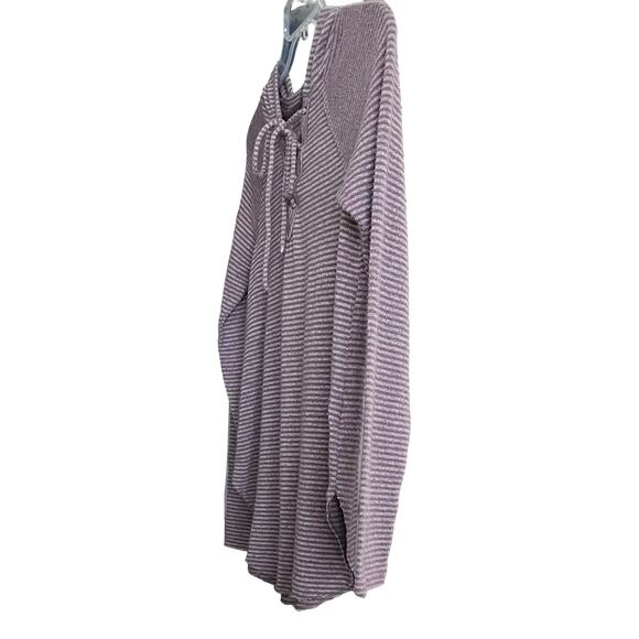 AMERICAN EAGLE OUTFITTERS LONG SLV HOODIE, WOMENS, S-PURPLE/GREY STRIPE-DRAWCORD - Picture 4 of 11